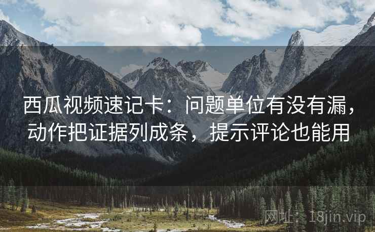 西瓜视频速记卡：问题单位有没有漏，动作把证据列成条，提示评论也能用